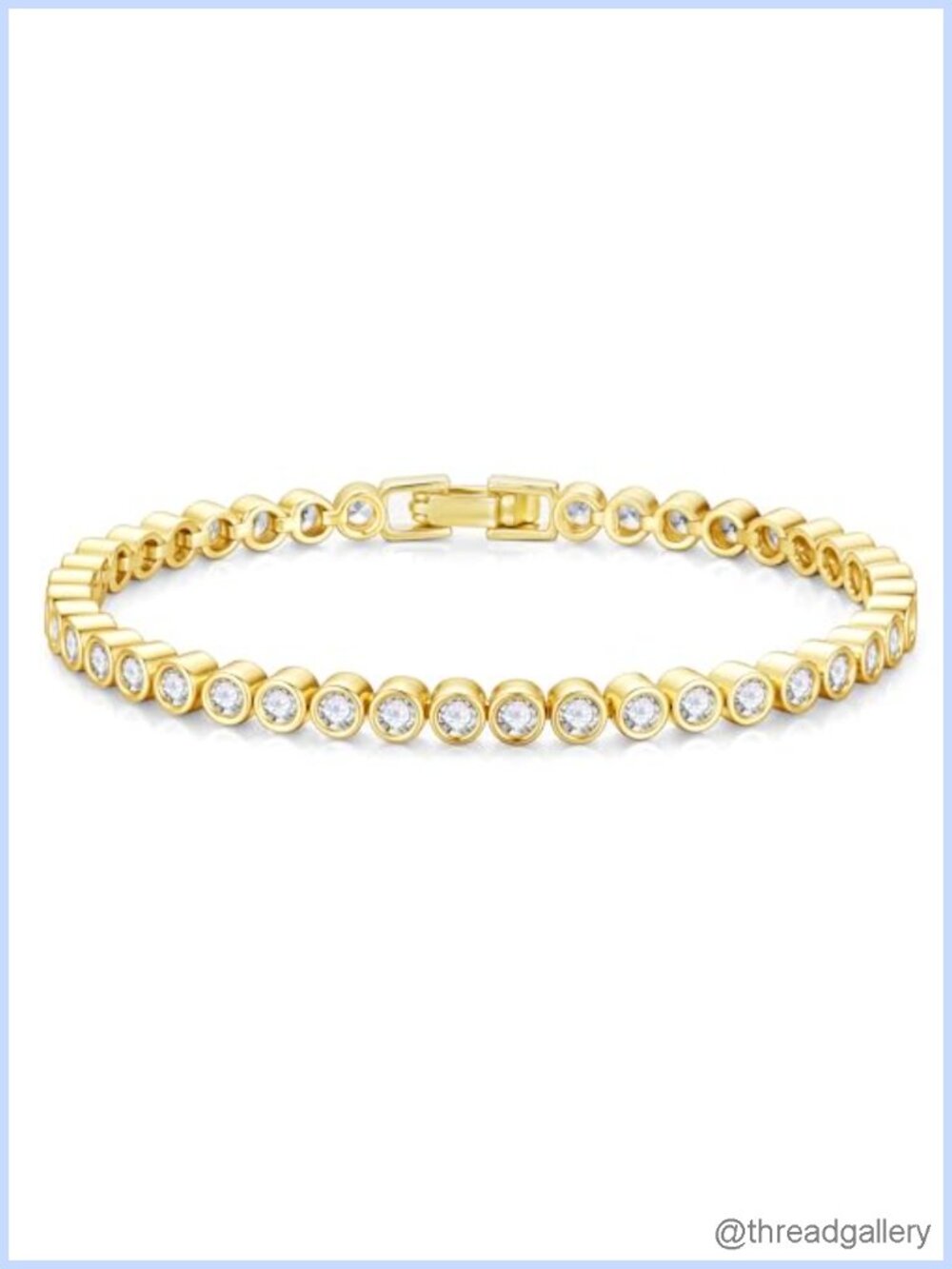 14K-Gold-Plated Tennis Bracelet Women CZ 3mm Lobster Claw